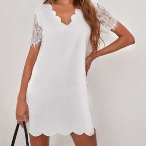 Shein Sheer Lace Scallop Trim Dress